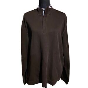 NWT Cutter & Buck Brown Mock Neck Quarter Snap Pullover Sweater Men's M Medium